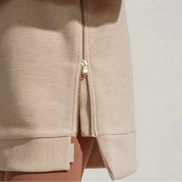 Varley Manning Crewneck Sweatshirt Ribbed Side Zippers Longline Relaxed Size L - Picture 2 of 14